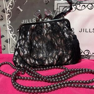 Jill Stuart Black Lace Clutch